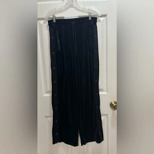 ALALA Pants Liya Wide-Leg Velour Snap-Up Track Black Size XS Made in USA
